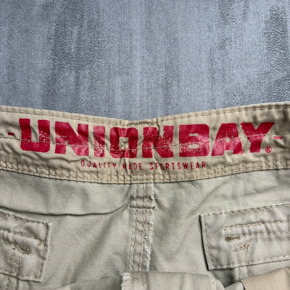 Unionbay Cargo Shorts Mens 38 Khaki Survivor Vintage Belted Cotton New